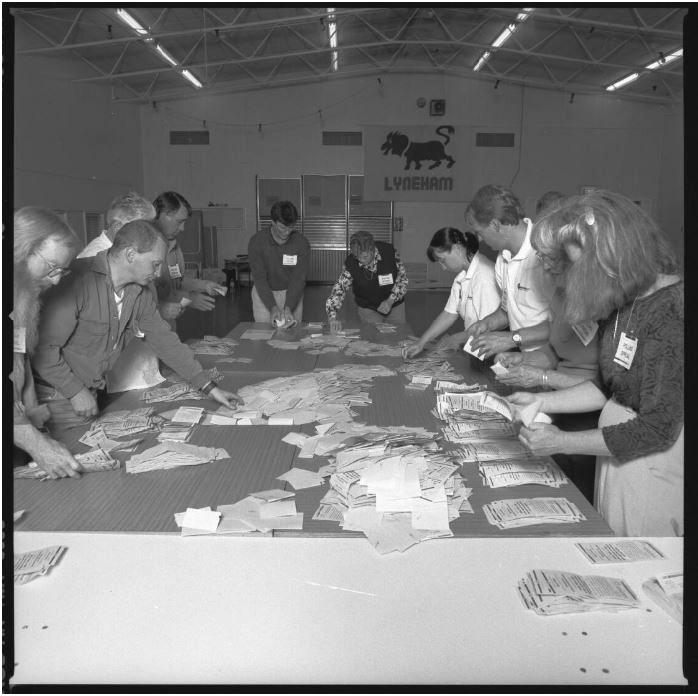 Counting the votes for the Republic Referendum, Canberra, 1999.