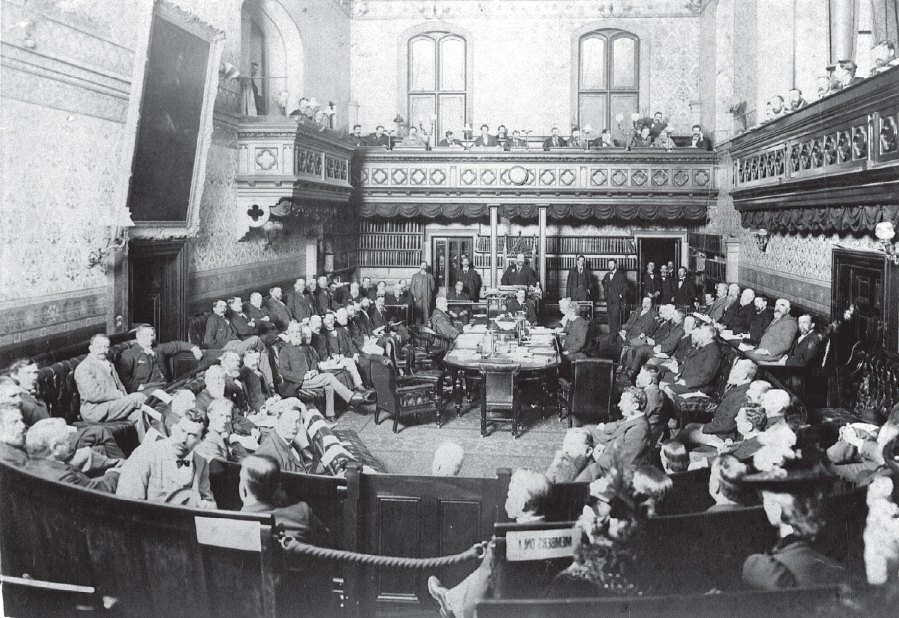 Second constitutional convention sitting in Sydney, 1897. A picture of the more recent 1998 convention is in chapter 11.