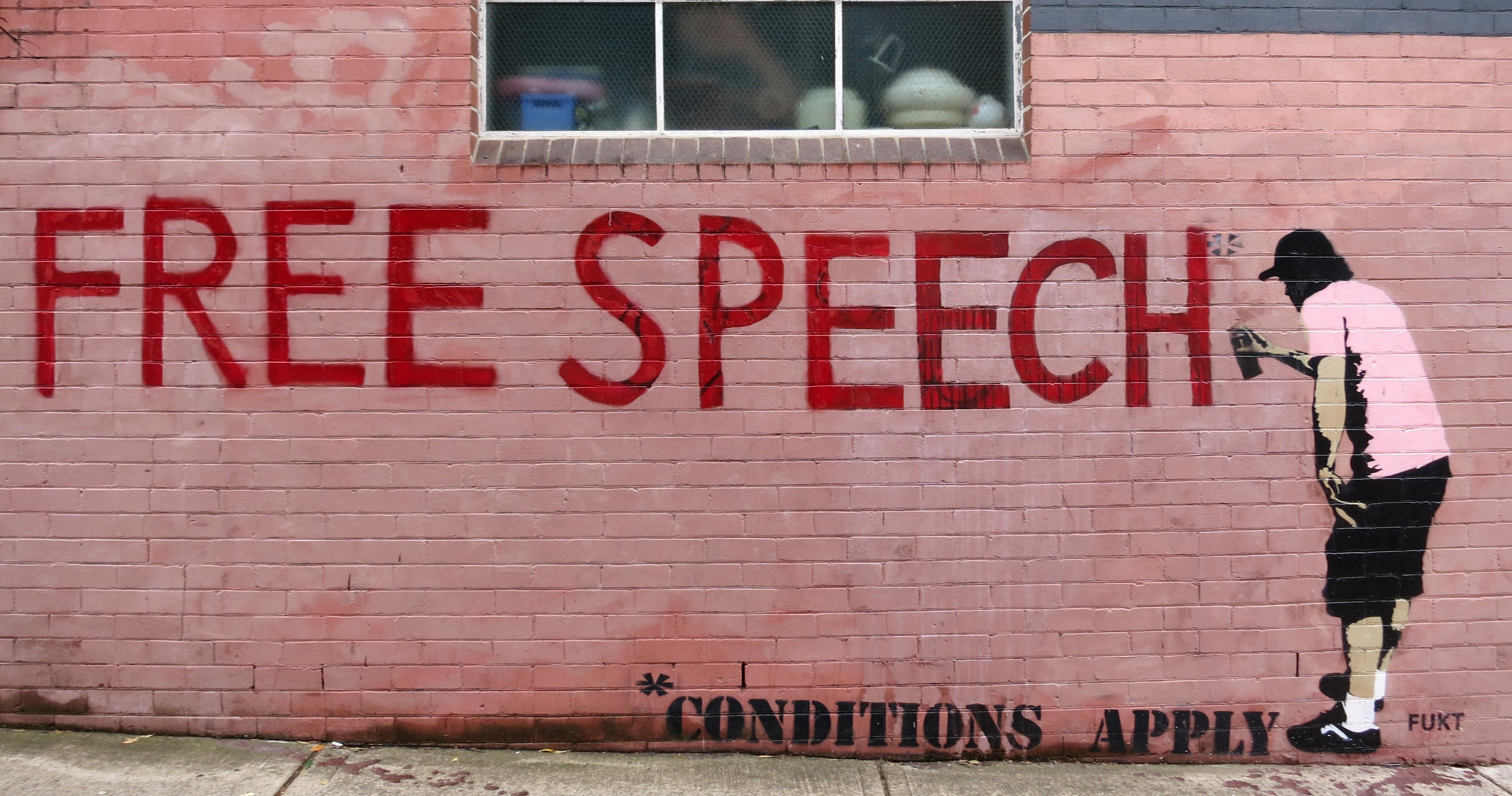 Free speech, a street mural in Newtown, Sydney, Australia.